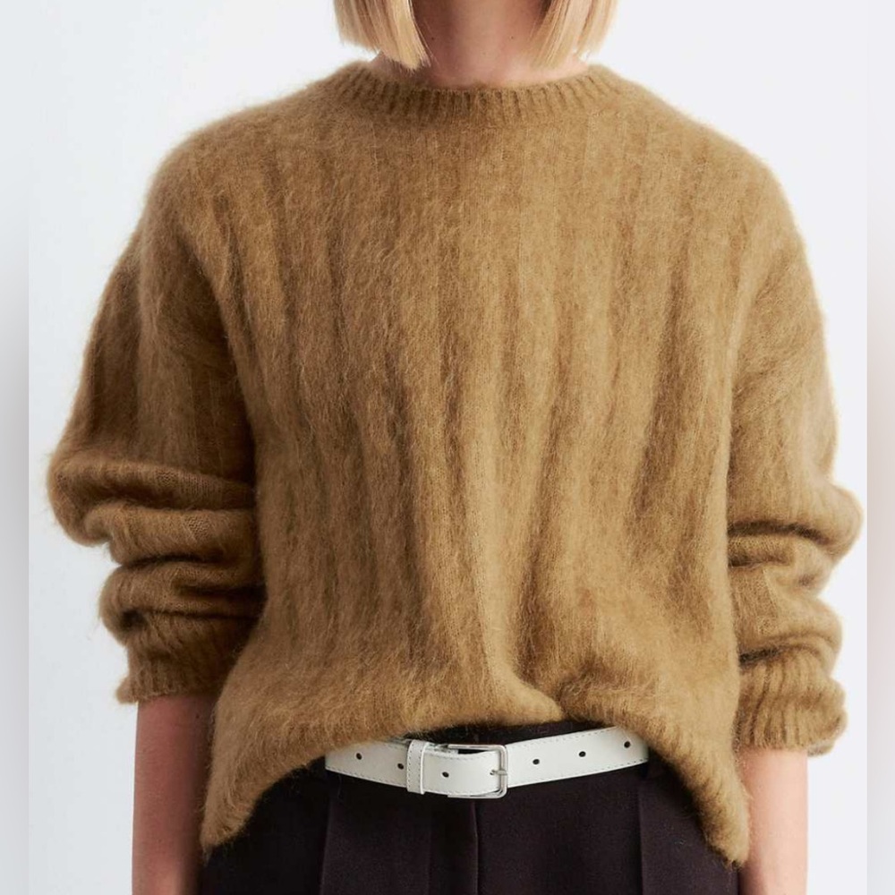 & Other Stories Supersoft Camel Mohair Crew Neck Sweater